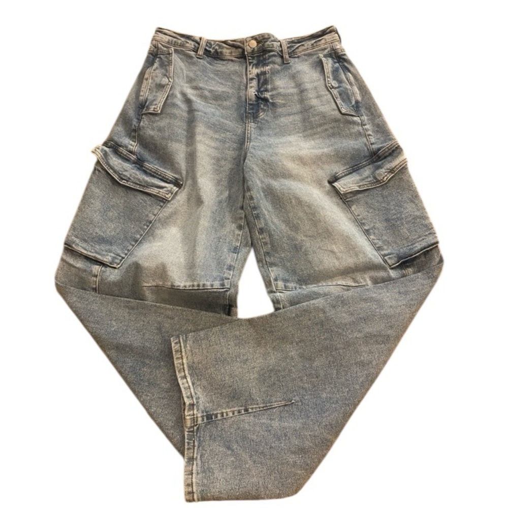 vbrt Women’s Barrel Baggy Cargo Jeans Medium Stone Blue New size 13